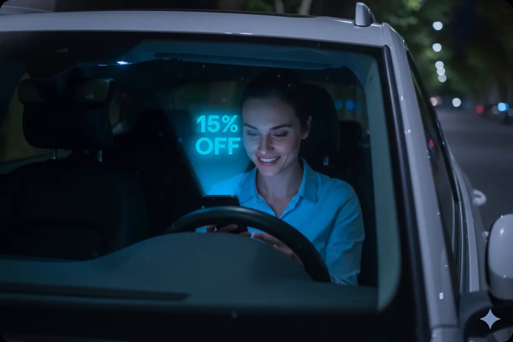 Cliente Porto à noite no carro