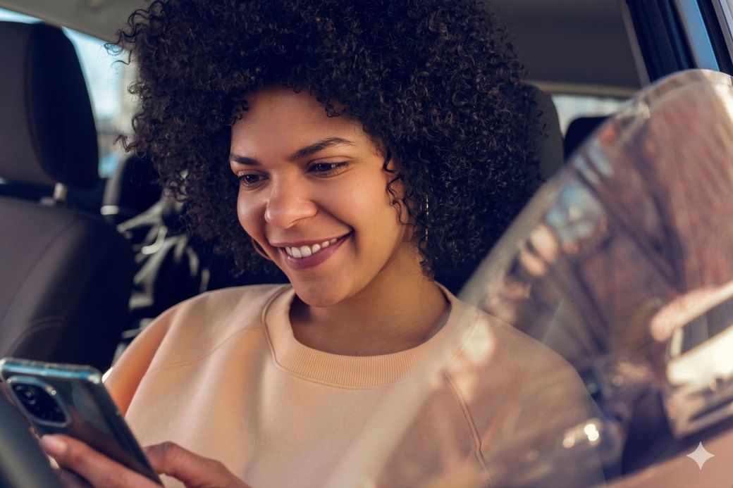 Cliente Porto Seguro usando o app no carro