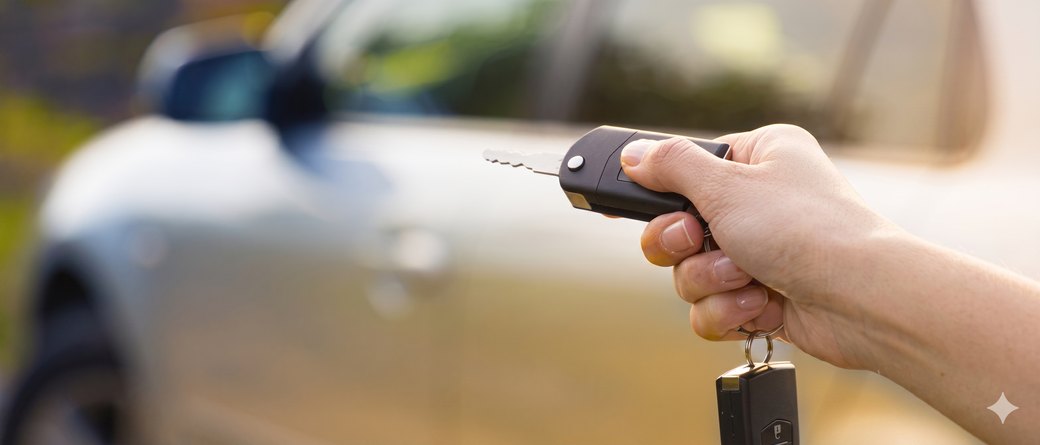 Mão segurando a chave do carro